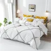 Sängkläder sätter sängkläder Euro vit färguppsättning för vuxna drottningsstorlek plädmönster drap de lita sängkläder och king size28293g