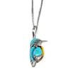 Pendant Necklaces High End Enamel Bird Necklace Vintage Turquoise Gemstone Whole Quality Jewelry Gift Accessories285M