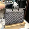 Valigetta da uomo Borsa per laptop Borsa per laptop Classica scacchiera Tracolla rimovibile Materiale in nylon Borse per file di grande capacità Hardware Chiusura con doppia cerniera