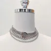 2022 Collana con pendente di fascino di alta qualità con design girocollo di perline a sei strati in color platino placcato per gioielli da sposa da donna299a