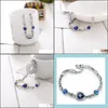 Bracelets de charme Bracelets bleu océan plaqué argent cristal strass coeur bracelet à breloques bracelet cadeau bijoux livraison directe bijoux B Dhnqk