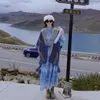 Eşarplar Etnik Stil Şal Kadın Pelerin Örme El Yapımı Püskül Kolye Poncho Capes Retro Ceket 231204