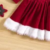 Vestidos da menina Suefunskry Criança Meninas Vestido de Natal Manga Longa Guarnição de Pele Vestido de Veludo com Faixa de Cabeça Bebê Papai Noel Outfit 6 meses-6 anos 231204