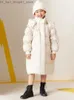 Down Coat Amii Kids Down Jacket for Girls Winter Warm Coats Hoodied Ziper Thickness Long White Duck Down Jackets Child Overcoats 22270060 Q231205