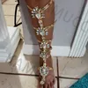 Sandalen Vrouw Bohemen Sandaal Laarzen Strass Dame Knie Hoge Laarzen Dunne Hoge Hakken Stiletto Kristal Jurk Zomer Schoenen Sandalias 231204