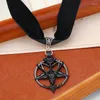 Pendentif Colliers Gothique Noir Couleur Crâne Tête De Mouton Collier Pour Femmes Hommes Vintage Goth Rond Pentagramme Pendentif Tour De Cou Hip Hop Fête