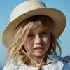 Caps Hats Designer White Boater Hat With Drawstring Chin Strap Kids Summer Strå Sun Hats Parent-Child Hat Girl Boy Beach Hats 231123