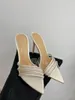 Chaussures habillées Arrivée Sandales pour femmes en cuir véritable - Talons hauts avec strass 10 cm Bout ouvert Diapositives Serrure en métal Pantoufles Design Pompes