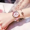 Wristwatches Elegant Round Dial Convenient Leather Strap Pink Quartz Watch Stainless Steel Woman Automatic Watches Sports