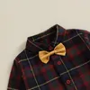 Kleidungssets Baby Boy Formal Gentleman Kleideranzug Button Down Strampler Shirt Hosendershose mit Bowtie Set Weihnachten Hochzeitskleidung