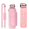 Water Bottles 32 Oz With Straw Strap Times To Drink Reusable Sports Bottle Sleeve Carrier