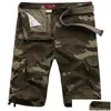 Pantalons pour hommes Hommes 2023 Summer Baggy MTI Pocket Shorts militaires Hombre Cargo Loose Breeches Mâle Long Camouflage Bermuda Capris Drop D Dhhyt