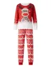 Куртки, одинаковые семейные рождественские пижамы, комплект с длинными рукавами и принтом оленя и снежинки, пуловер и штаны для взрослых и детей 231206