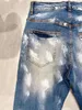 Herr jeans ankomst lila mäns high street blå denim smal fit färg graffiti mönster märke jeans 231206