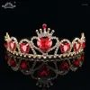 Hårklämmor Barrettes Barock Guldfärg Tiaras Red Heart Queen Princess Crowns Crystal pannband Kid Girls Wedding Accessiories J205Q