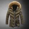 Masculino para baixo parkas inverno quente grosso com capuz lã masculino casual à prova de vento gola de pele jaqueta moda algodão almofada parka casaco 231206