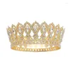 Hårklipp avancerade europeiska och amerikanska Golden Crown Multi-Color Round Pageant lyxig huvudbonad Birthday Bridal Tiaras Kvinna