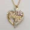 Lettera MOM da 1 pezzo con decorazione in strass a forma di fiore, collana con ciondolo a forma di cuore, regalo per la festa della mamma