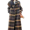 Women's Trench Coats Alien Kitty S-M Chic Plaid Women Elegant Vintage Straight Winter High Quality Slim Warm Office Lady Street