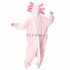 Kadınlar Robe Yetişkin Cadılar Bayramı Onesie Karikatür Axolotl Pijamaları Kadınlar Hayvan Kigurumi Pijamaları Ev Giysimi Cosplay Party Kostüm 231206