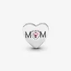 100% 925 Sterling Silver Pink Mom Heart Charms Fit Original European Charm Bracelet Fashion Women Wedding Engagement Jewelry Acces271j