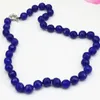 Chaînes 10mm Lapis Lazuli Pierre Bleue Facettes Perles Rondes Collier Pour Femmes Colliers De Chaîne Bijoux De Bricolage 18 pouces