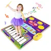 キーボードピアノ80x50cmミュージックプレイマット子供用幼児フロアピアノキーボードドラムおもちゃダンスマット6つの楽器サウンド教育おもちゃ231206