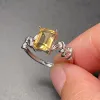 925 보석 6x8mm vvs 등급 1ct 자연 토크 시트린 링 여성 18k 금 도금 구연질 보석류