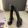 Rimocy 2024 New Fashion Platform Boots Women Autumn Winter Pu Leather High Boots Woman Punk Tick Bottom Long Botas