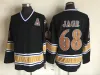 Stitchmens Top 68 Jaromir Jagr Hockey Jerseys 1992 Vintage Black Blanc Bleu Cousé C.