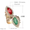 Cluster-Ringe Neuartiges Design Rotgrüne Farben Zirkon für Frauen Vintage Antik Gold Kristall Verlobungsfeier Schmuck Y2k Zubehör
