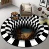 Mattor runda mattan clown Trap Vision Area Rug Halloween 3D Geometric Mat Living Room Rugs Hall Jul Decoration237s