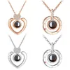 Nytt Rose Gold Silver I Love You 100 Lanugage Necklace Love Memory Projection Heart Necklace Birthday Present Drop 285D