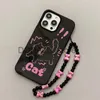 Handyhüllen Nette Katze Armband Anhänger Telefonhülle für iPhone 7 8 Plus XR X XSMAX 11 12 13 14 15 Pro Max Mini Cover Fundas J231206