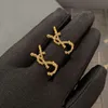 Kadın Marka Basit Mektupları için Aşk Tasarımcı Küpe y Gold Sier Diamond Ring Lady Küpe Takı Kulak Saplama S