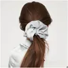 Haarschmuck Übergroße Haargummis Große Gummi-Haargummis Gummibänder Mädchen Pferdeschwanzhalter Glatte Satin-Scrunchie-Seil-Kopfbedeckung Dro Dhv26