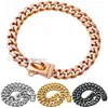 Rose Gold Chain Dog Collar, Dog Cuban Link Chain Collar, 13mm starkt rostfritt stål Länkar Kedjor Pets Collar, Metal Walking Collar For Small Medium Large Dogs (22 '') B153