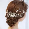 NPASON Charming Bridal Floral Hair Vite Perle Pettine da sposa Accessori per capelli Accessori per capelli da donna Prom Copricapo W01043500