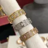 Novo designer anel cheio de diamante titânio anel de prata amor anel de ouro rosa masculino e feminino anéis casal jóias presentes presentes de natal aaa