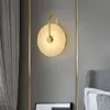 Nordisk modern kreativ marmor vägglampa för vardagsrum guld koppar hem inomhus dekoration leder sconce sovrum sovrum rund lampa