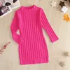 Girl's Dresses Girls and Children's Knitted Sweater Dress Solid Tight Princess Dress 2023 Autumn Youth Girls Clothing New Year Christmas 4 5 6 7 2312306