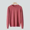 Chandails pour hommes à manches longues décontracté haut en tricot col rond tricots automne hiver pull pull avec ourlet côtelé couleur unie