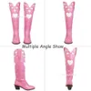 Bota s cowboy cowgirl em forma de coração design moda doce açúcar ocidental deslizamento em sapatos retrô rosa 2023 dedo apontado 231205