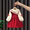 Girl's Dresses Girl's Dress Autumn 2023 New Children's Autumn Fashion Baby Girls Academy Style Long kjol 2312306