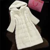 Women's Fur 2023 Winter Coat Hooded Plush Jacket Female Long In Outerwears Ladies Faux Mink Women Fluffy