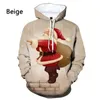 Sudaderas con capucha para hombres Sudaderas Santa Claus Navidad 3D Impreso Linda sudadera con capucha de gran tamaño Hombres Mujeres Casual Manga larga Cosplay Ropa para hombres Calidad S-6XL 231205