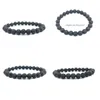 Bracciale in rilievo di perline di pietra lavica nera da 8 mm Bracciale fai da te Roccia Diffusore di olio essenziale per le donne Braccialetti di gioielli con consegna di goccia Dhiwp