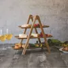 Dekorativa föremål Figurer 3 Tier Serving Tray Wood Tiered Decor Cake Stand Farmhouse Party Dishes and Platters Trays 231205