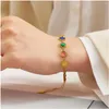 Link Armbänder Damen Französisch Vintage Ins Style Edelstahl Armband Farbiger Opal Schmuck Zubehör für Mädchen