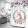ユニコーンパターンシャワーカーテン防水バスルームカーテン家庭用装飾用の高品質のポリエステルバスカーテン262H